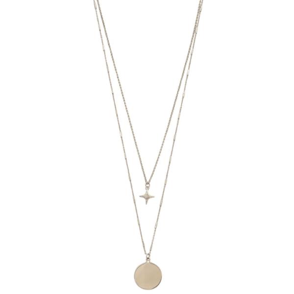 SODAJO COIN DAINTY STAR CHARM LAYERED GOLD DIPPED NECKLACE