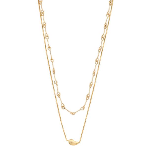SODAJO TEARDROP DOME LAYERED METAL GOLD DIPPED NECKLACE