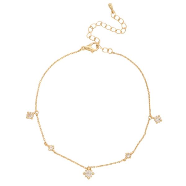 SODAJO DAINTY CRYSTAL STATION GOLD DIPPED ANKLET