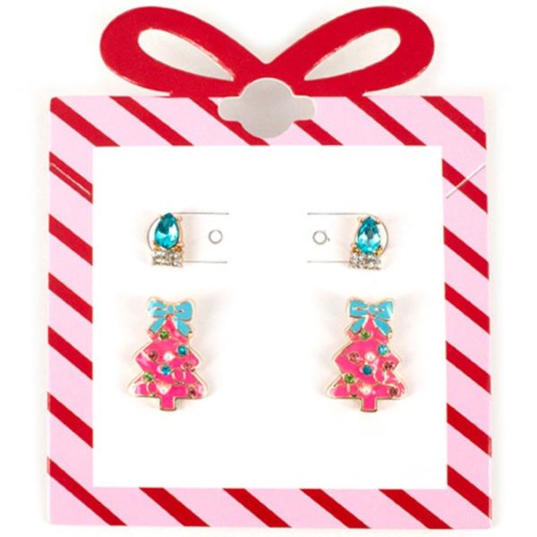 STUD & CHRISTMAS TREE POST EARRINGS SET