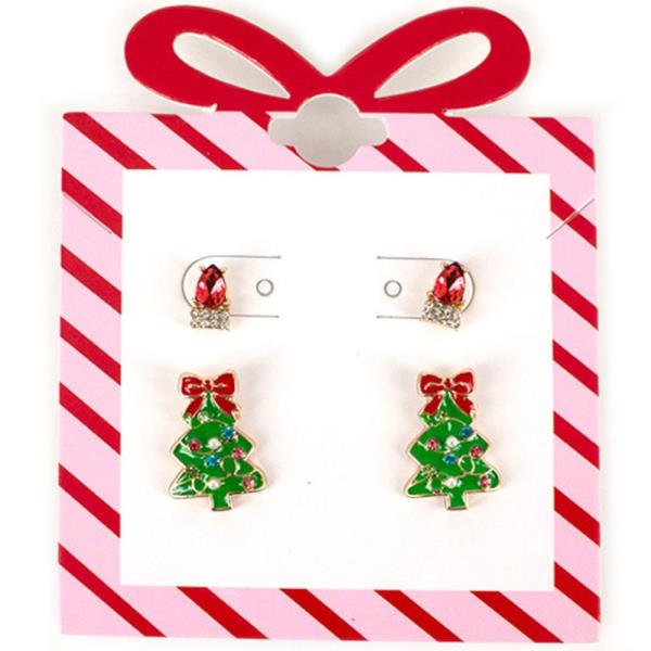 STUD & CHRISTMAS TREE POST EARRINGS SET