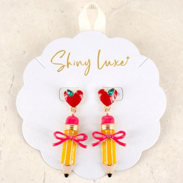 PENCIL WITH RIBBON POST EARRING