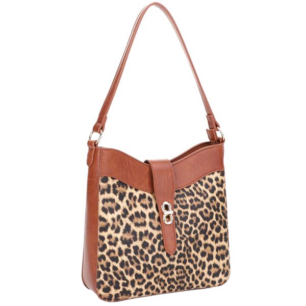 ANIMAL PRINT TWIST LOCK SHOULDER BAG