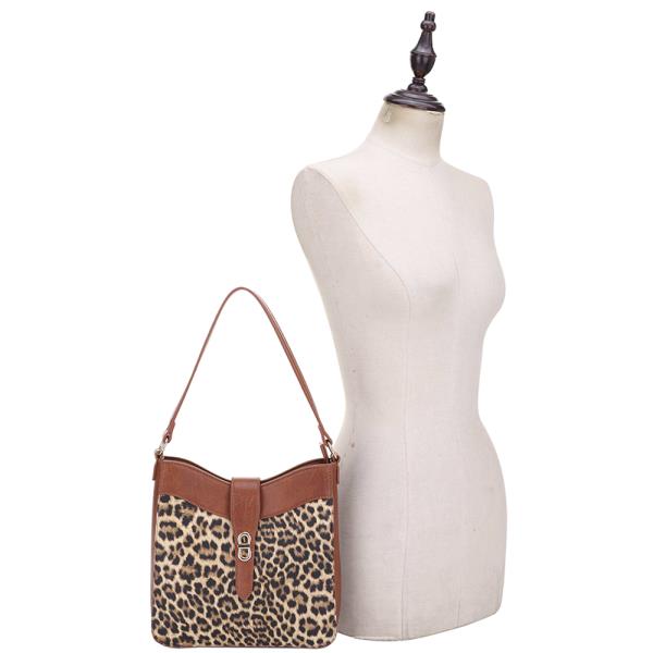 ANIMAL PRINT TWIST LOCK SHOULDER BAG