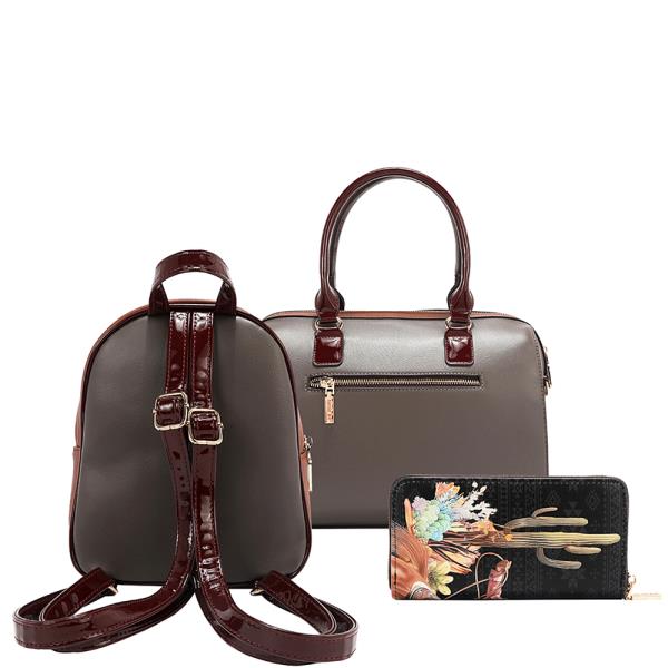 NICOLE LEE 3IN1 SOFIA MONTANA SATCHEL W BACKPACK AND WALLET SET