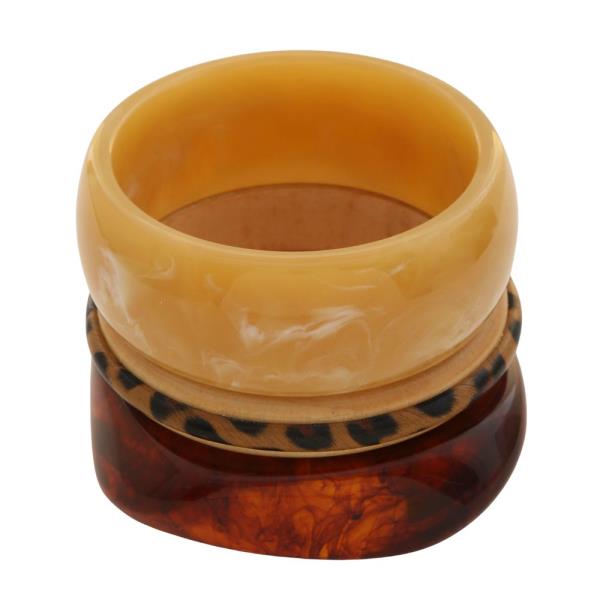 ANIMAL PRINT ACETATE BANGLE BRACELET SET