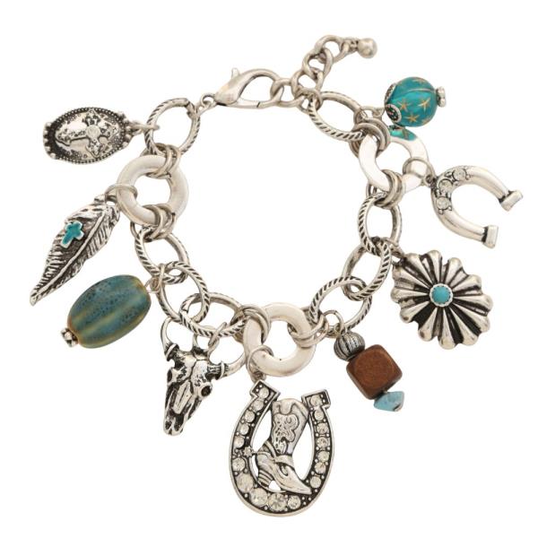 WESTERN CHARM OVAL LINK BANGLE BRACELET