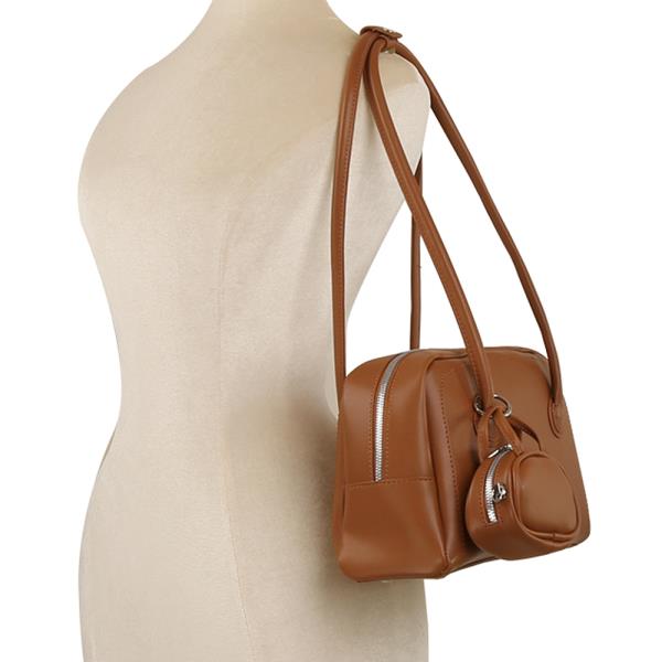 2IN1 SMOOTH SHOULDER BAG W COIN PURSE SET