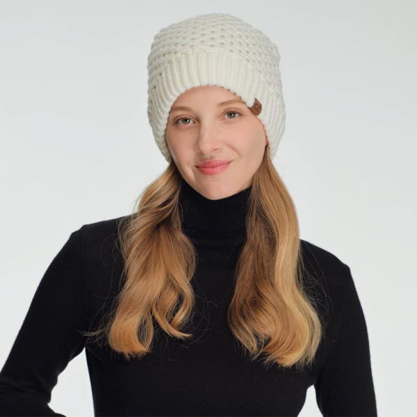 CC CROSS CELL STITCH KNIT BEANIE HAT