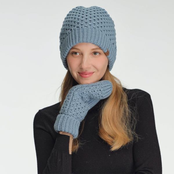 CC CROSS CELL STITCH KNIT BEANIE HAT