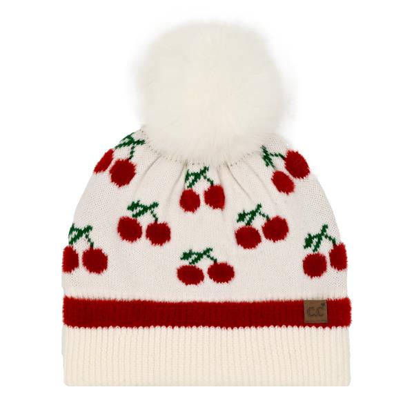 CHERRY POM POM BEANIE