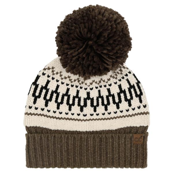 CC FAIR ISLE PATTERN YARN POM POM BEANIE