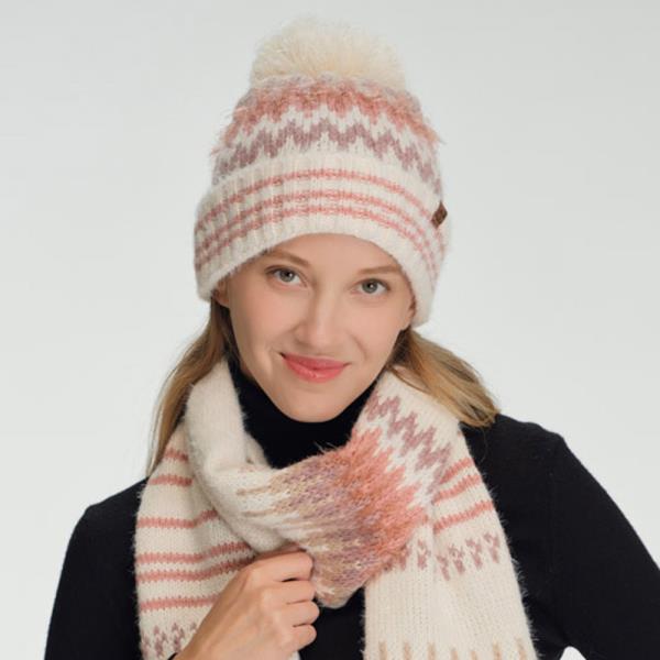 CC MULTI COLOR CHEVRON POM BEANIE