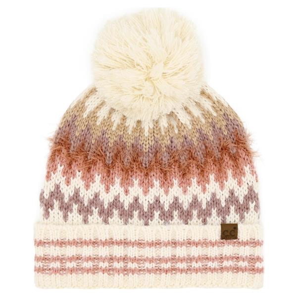 CC MULTI COLOR CHEVRON POM BEANIE