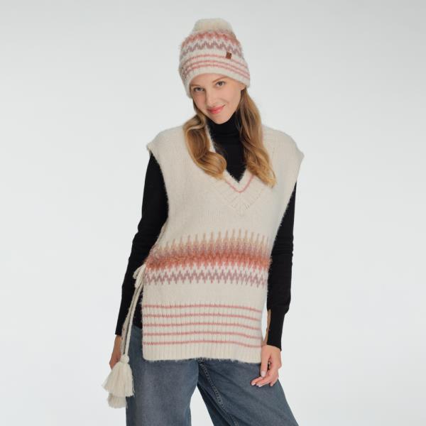 CC MULTI COLOR CHEVRON POM BEANIE