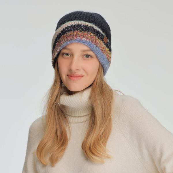 CC MULTI MARLED YARN CUFF BEANIE
