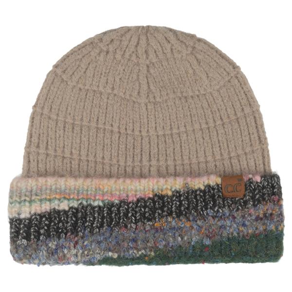 CC MULTI MARLED YARN CUFF BEANIE