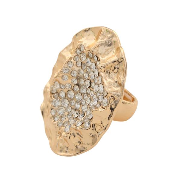 RHINESTONE ROUND METAL RING