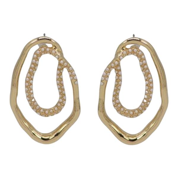 TEXTURED METAL ABSTRACT OVAL STUD EARRINGS