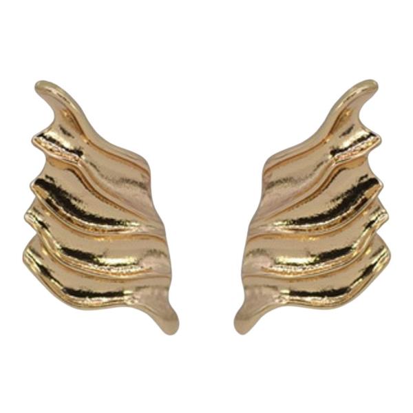 TEXTURED METAL WAVE WING STUD EARRINGS