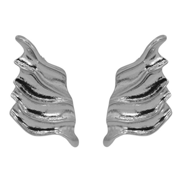 TEXTURED METAL WAVE WING STUD EARRINGS