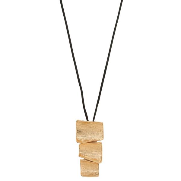 SQUARE METAL PENDANT CORD NECKLACE