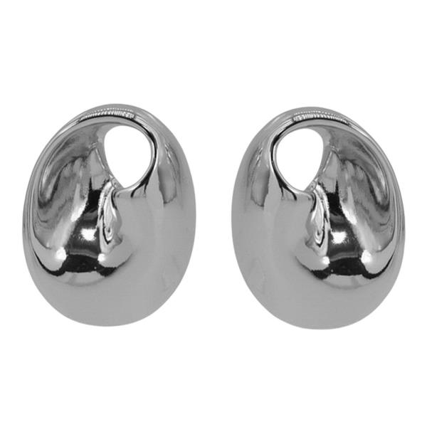 TEXTURED METAL ABSTRACT OVAL STUD EARRINGS