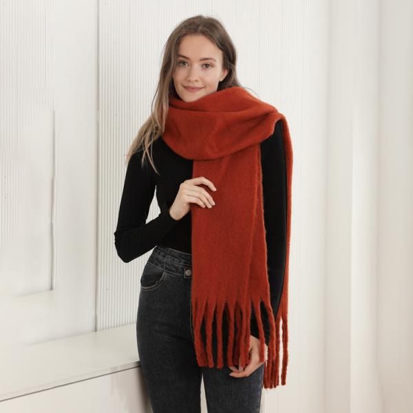 SOLID COLOR OBLONG SCARF W/ FRINGE