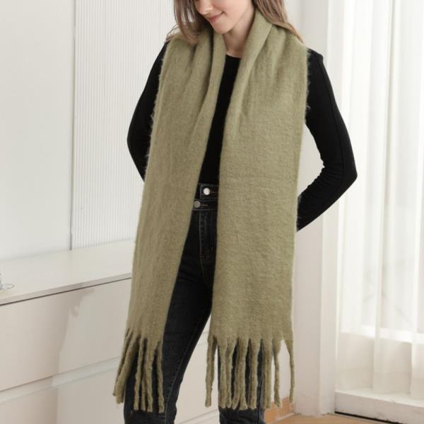 SOLID COLOR OBLONG SCARF W/ FRINGE