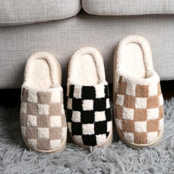 CHECKERED PLATFORM SLIPPERS - SM SIZE