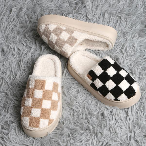 CHECKERED PLATFORM SLIPPER - ML SIZE