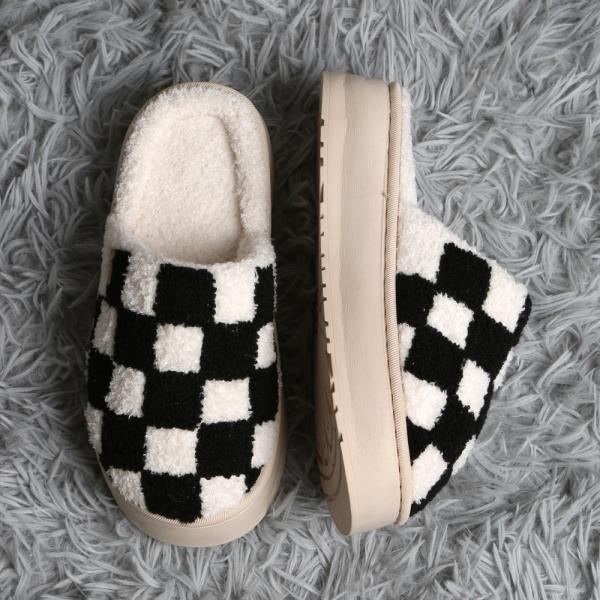 CHECKERED PLATFORM SLIPPER - ML SIZE