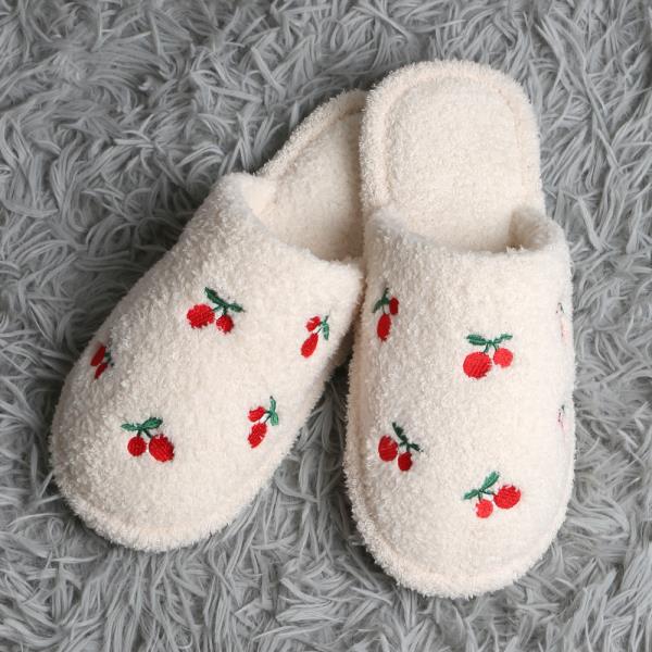 CHERRY EMBROIDERED SLIPPERS - SM SIZE
