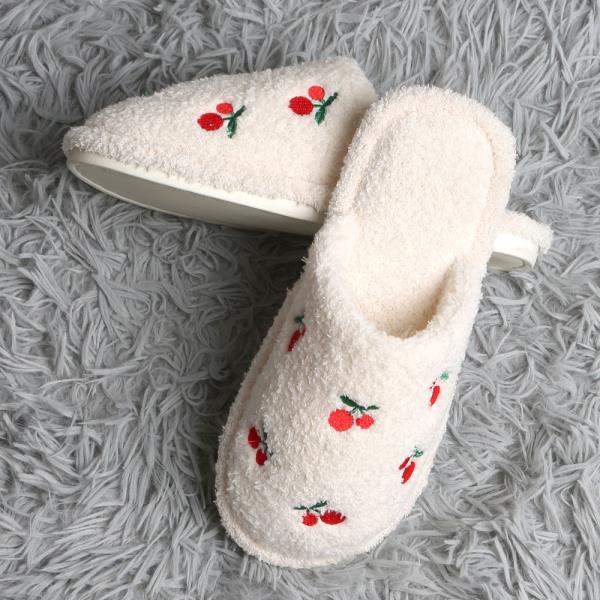 CHERRY EMBROIDERED SLIPPERS - SM SIZE