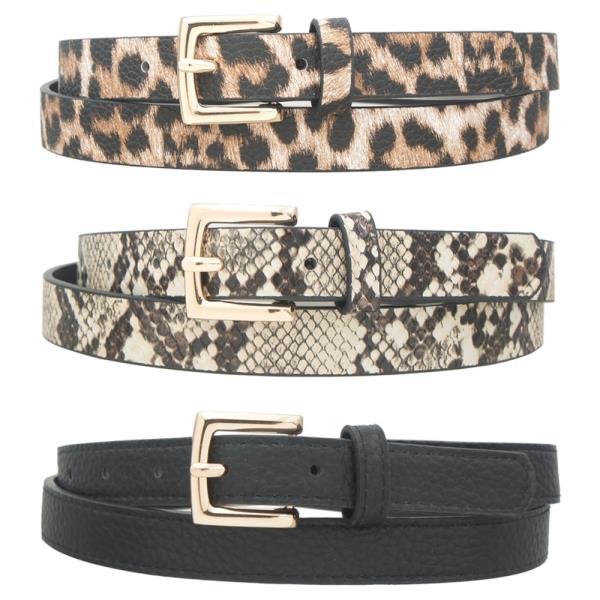 MINIMALIST RECTANGLE PEBBLED PEBBLED TRIO SKINNY BELT