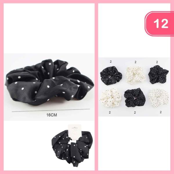 POLKA DOT HAIR SCRUNCHIES (12 UNITS)