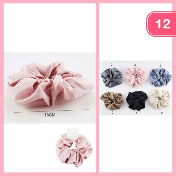 SOLID COLOR HAIR SCRUNCHIES (12 UNITS)