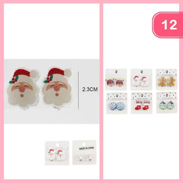 CHRISTMAS CLIP ON EARRINGS (12 UNITS)