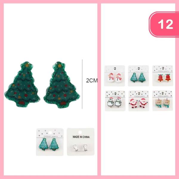 CHRISTMAS CLIP ON EARRINGS (12 UNITS)