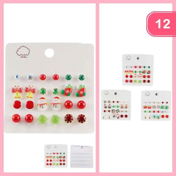 CHRISTMAS POST EARRING SET (12 UNITS)