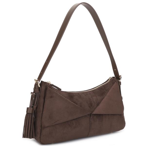 MODERN DESIGN ZIPPER TASSEL CURVE SHOULDER BAG
