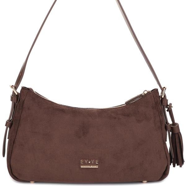 MODERN DESIGN ZIPPER TASSEL CURVE SHOULDER BAG