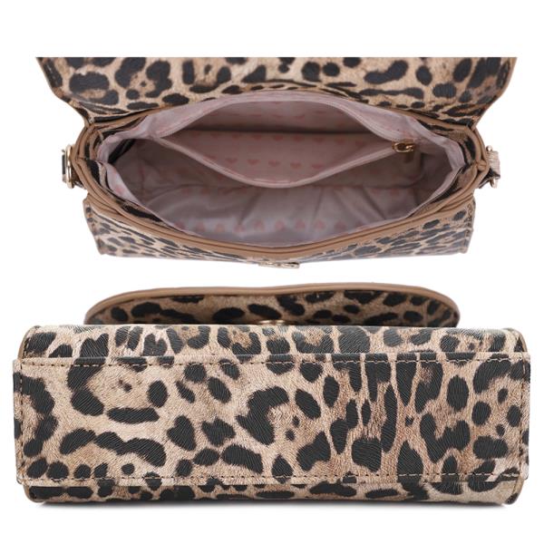 ANIMAL PRINT RHINESTONE BOW HANDLE CROSSBODY BAG