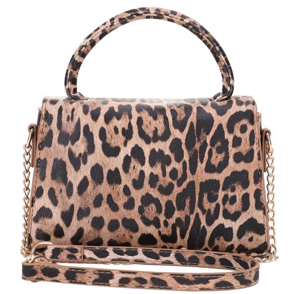 ANIMAL PRINT RHINESTONE BOW HANDLE CROSSBODY BAG