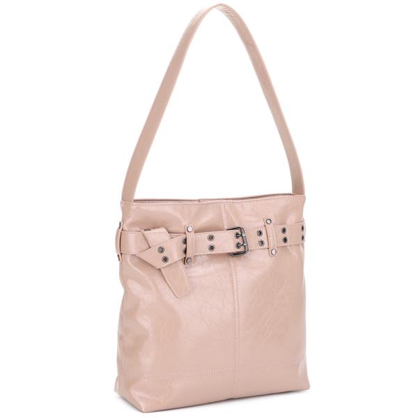 SMOOTH TEXTURED BUCKLE DESIGN SHOULDER BAG