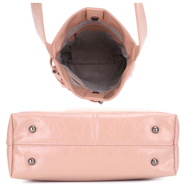 SMOOTH TEXTURED BUCKLE DESIGN SHOULDER BAG