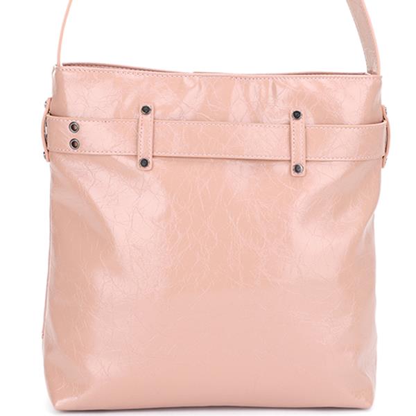 SMOOTH TEXTURED BUCKLE DESIGN SHOULDER BAG
