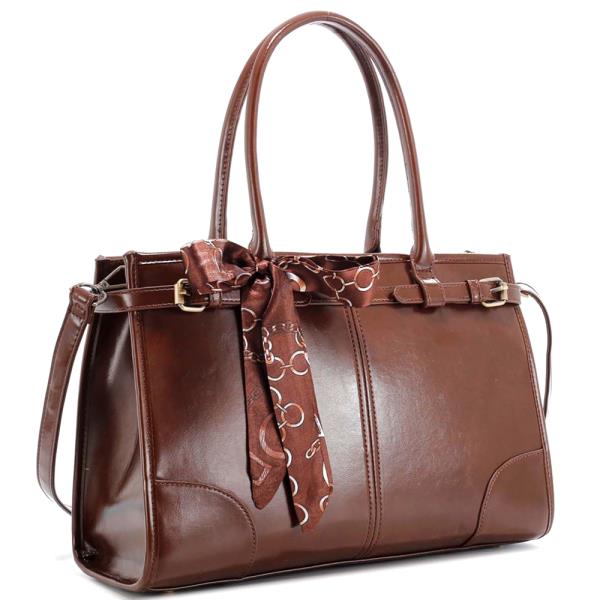 MODERN SMOOTH SCARF HANDLE SATCHEL BAG