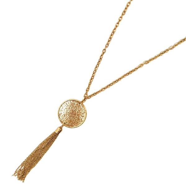 ROUND PENDANT TASSEL METAL NECKLACE