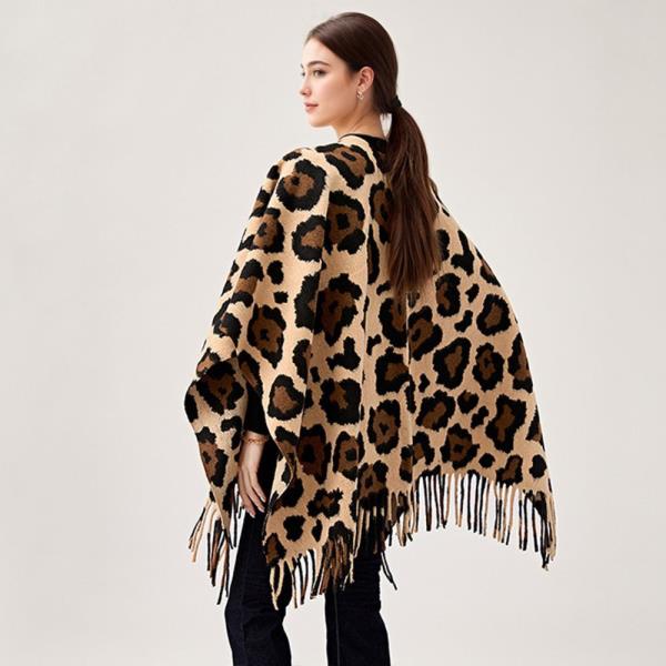 LEOPARD PRINT TASSEL PONCHO
